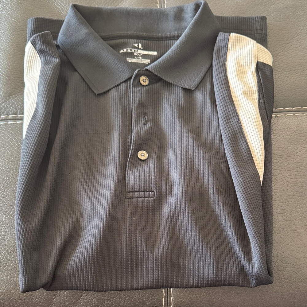 Grand Slam Black Polo with Cream Stripes